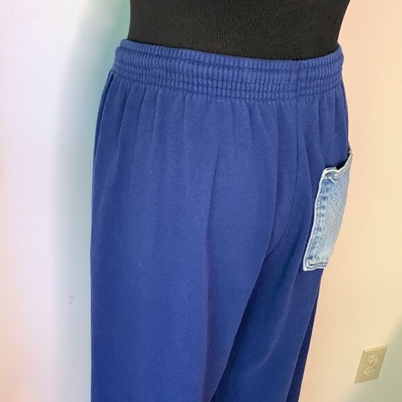 Y2K Fruit Of the Loom high rise Retro Navy Sweatpants & Denim Pocket size Med - Picture 6 of 15